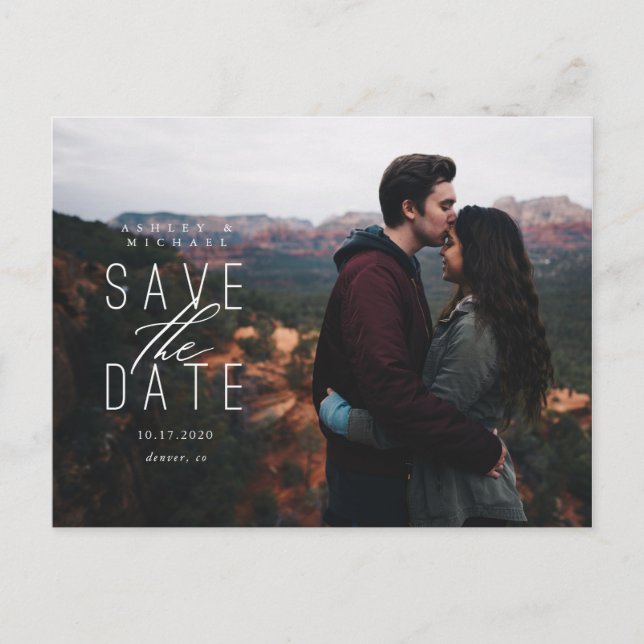Carte postale d'annonce de date de mariage avec em (Devant)