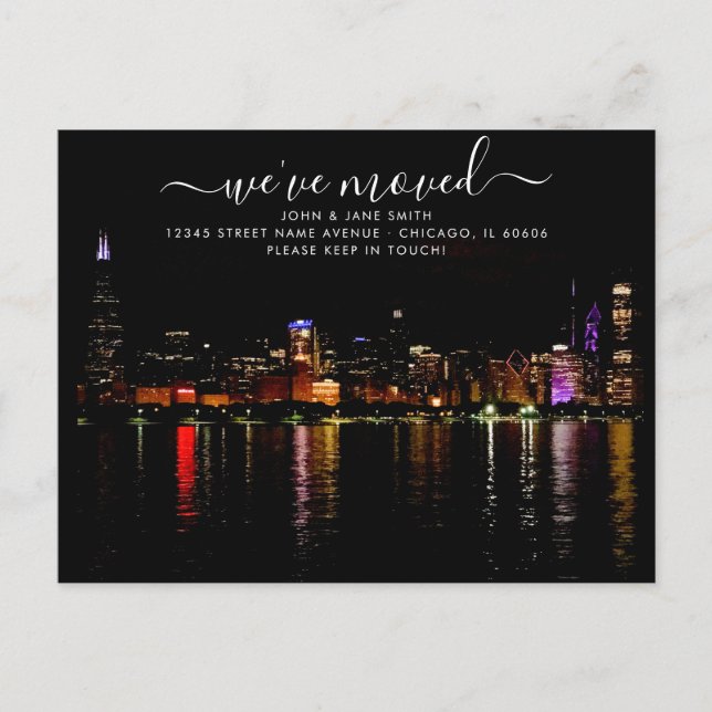 Carte postale d'annonce de déménagement à Chicago (Devant)