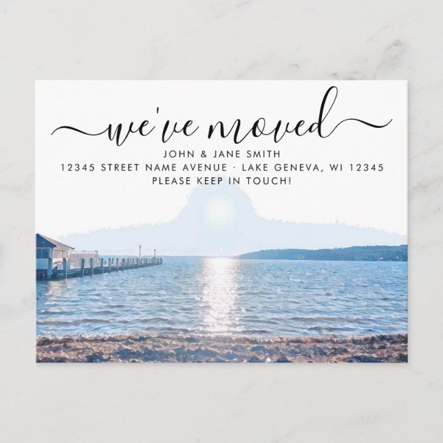 Carte postale d'annonce de déménagement à Lake Gen (Devant)
