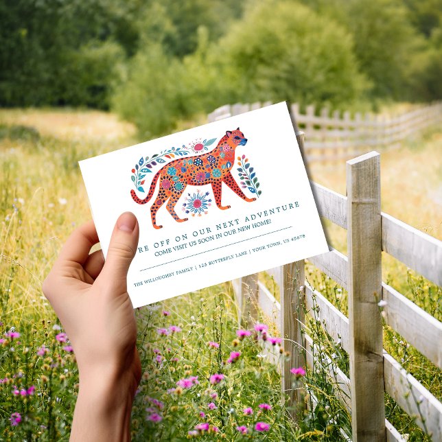 Carte postale d'annonce de déménagement au guépard (Créateur téléchargé)