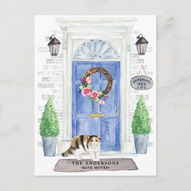 Carte postale d'annonce de déménagement de chat Ex (Devant)