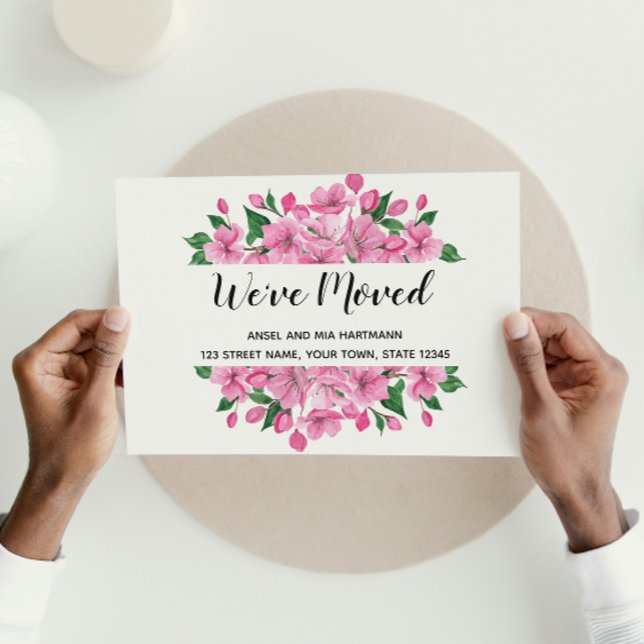 Carte postale d'annonce de déménagement florale (Créateur téléchargé)