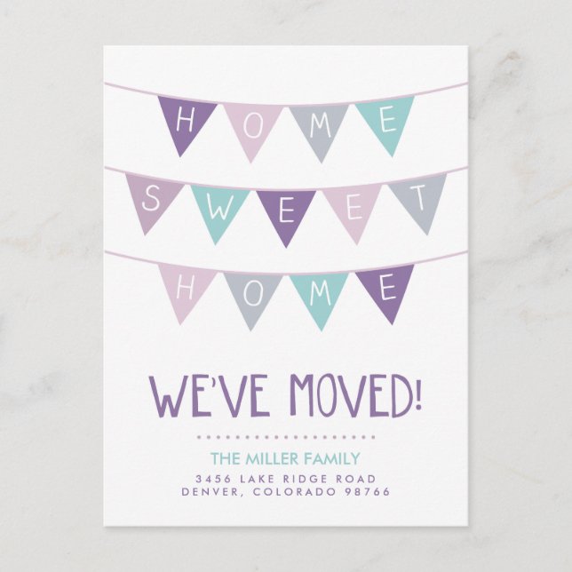 Carte postale d'annonce de déménagement Home Sweet (Devant)