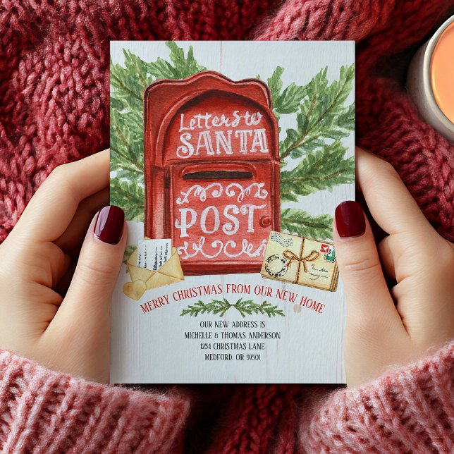 Carte postale d'annonce de déménagement vintage bo (Christmas Moving Postcard)