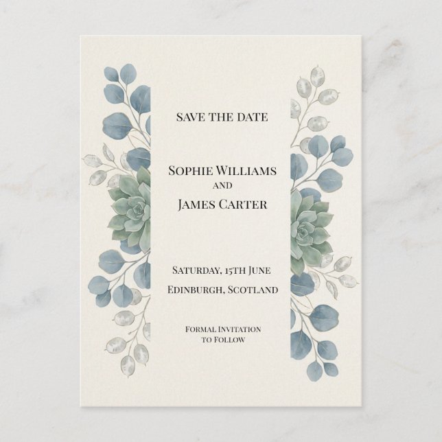 Carte postale d'annonce de mariage à motif d'eucal (Devant)
