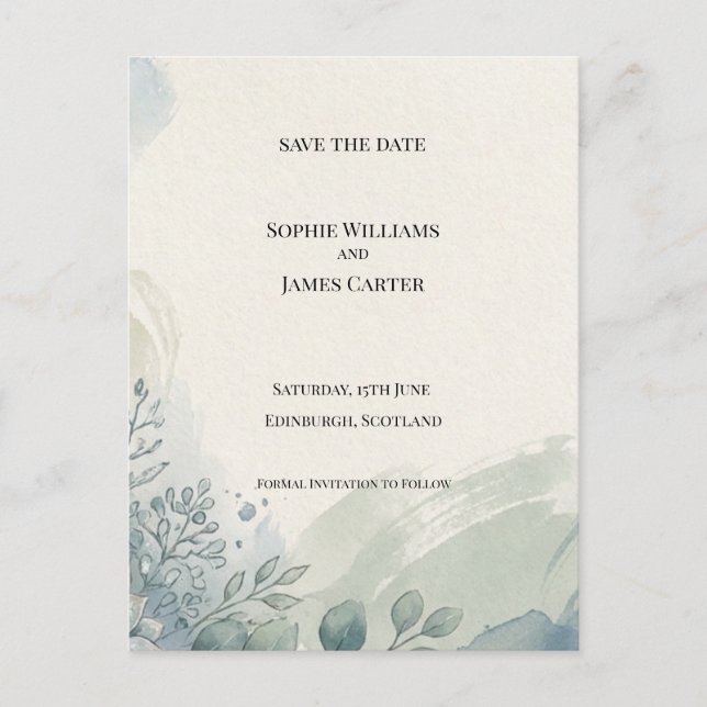 Carte postale d'annonce de mariage au eucalyptus g (Devant)