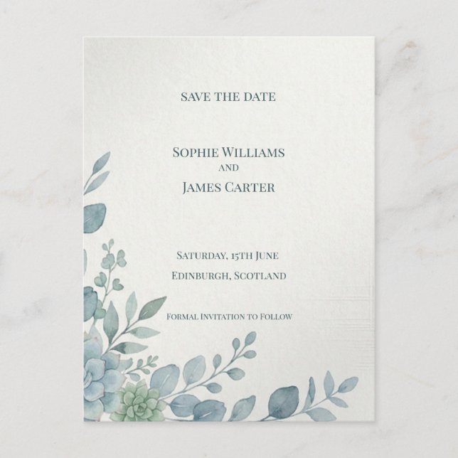 Carte postale d'annonce de mariage au eucalyptus g (Devant)