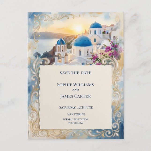 Carte postale d'annonce de mariage avec bordure de (Devant)