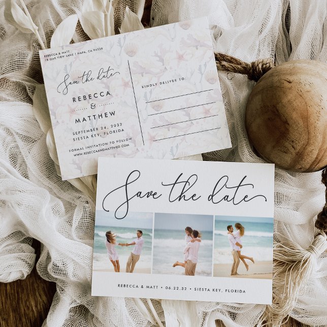 Carte postale d'annonce de mariage de plage (Créateur téléchargé)