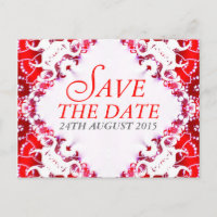 Carte postale d'annonce de mariage en Batik Rouge