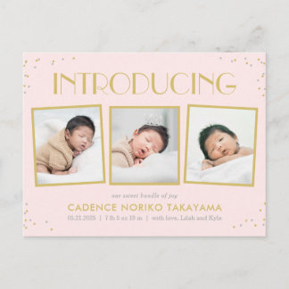 Carte postale d'annonce de naissance de bébé avec 