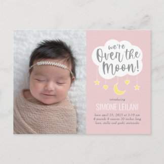Carte postale d'annonce de naissance de bébé Over 