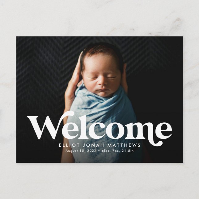 Carte postale d'annonce de naissance rétro audacie (Devant)