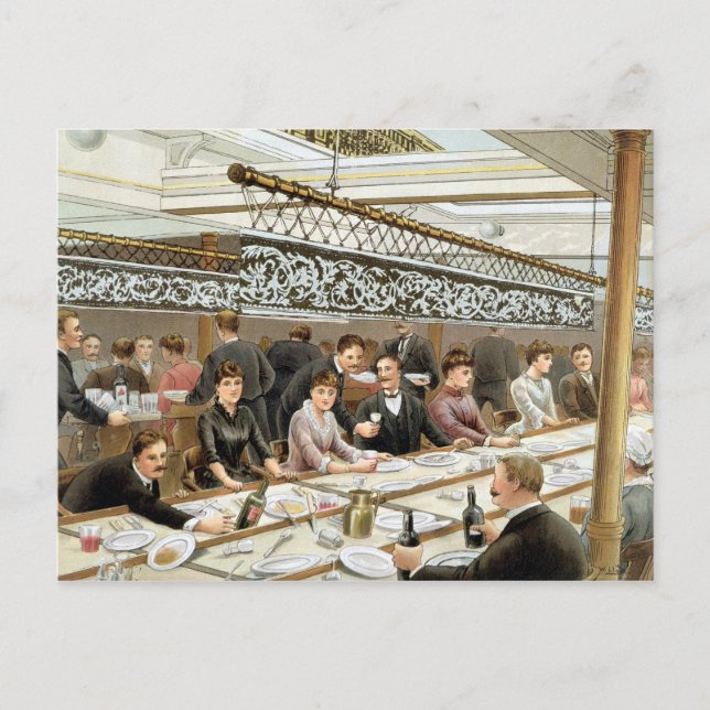 Carte Postale Dans la baie, Diner Heure - Une houle de l'océan o (Devant)