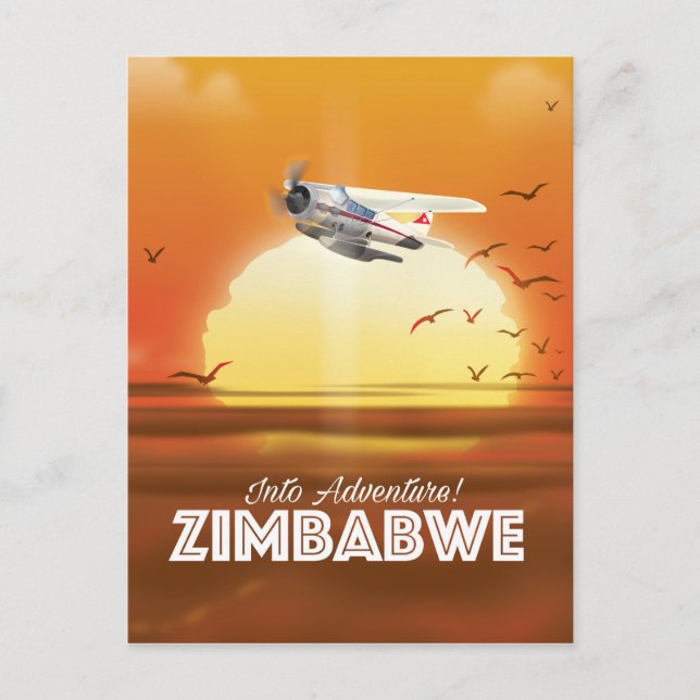 Carte Postale Dans l'aventure ! Zimbabwe affiche de voyage (Devant)