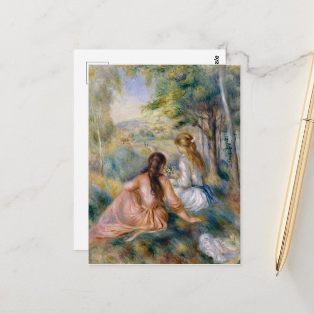 Carte Postale Dans le pré, Pierre-Auguste Renoir (Devant/Arrière en situation)