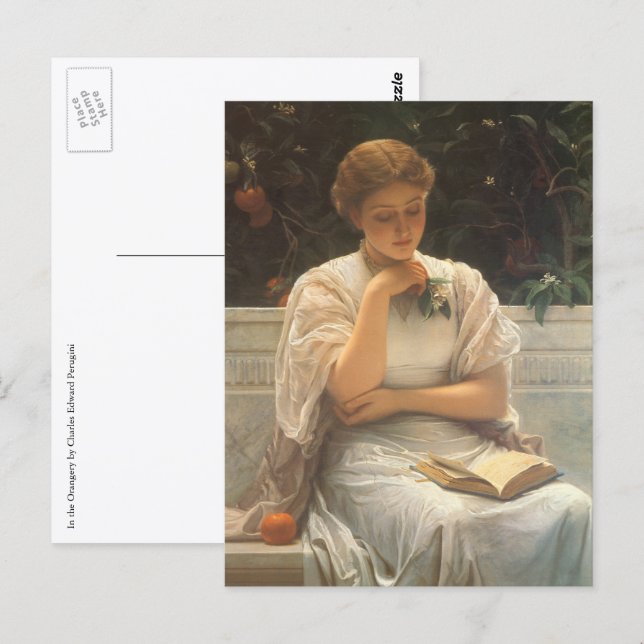 Carte Postale Dans l'orangerie de Charles Edward Perugini (Devant / Derrière)