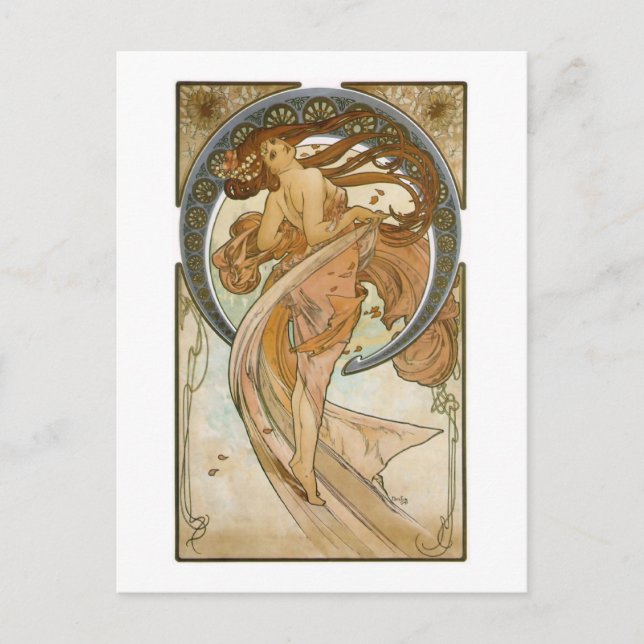 Carte Postale Danse (1898), Alphonse Mucha Art nouveau (Devant)
