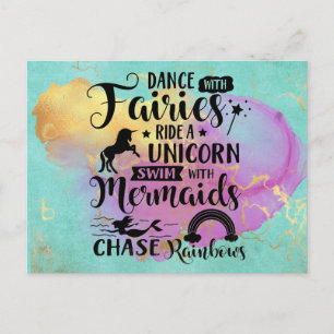 Carte Postale Danse avec Fairies Ride a Unicorn