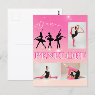 Carte Postale Danse Ballet rose Gradient 3 Photo personnalisée