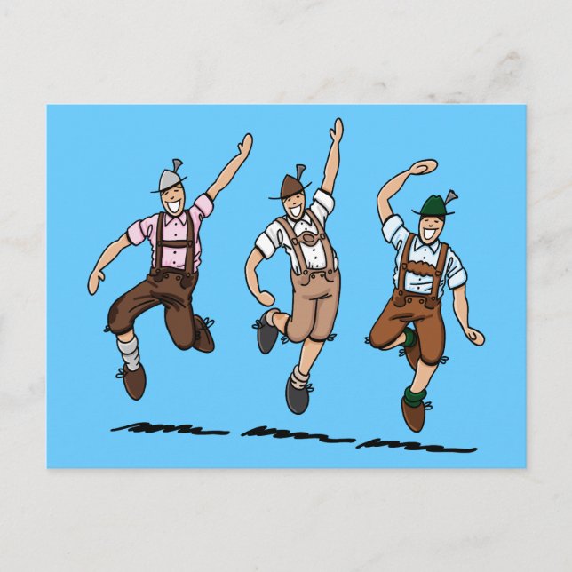 Carte postale Danse Bavarois Lederhosen Hommes (Devant)