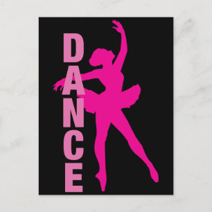 Carte Postale Danse de ballerine rose chaud pour filles