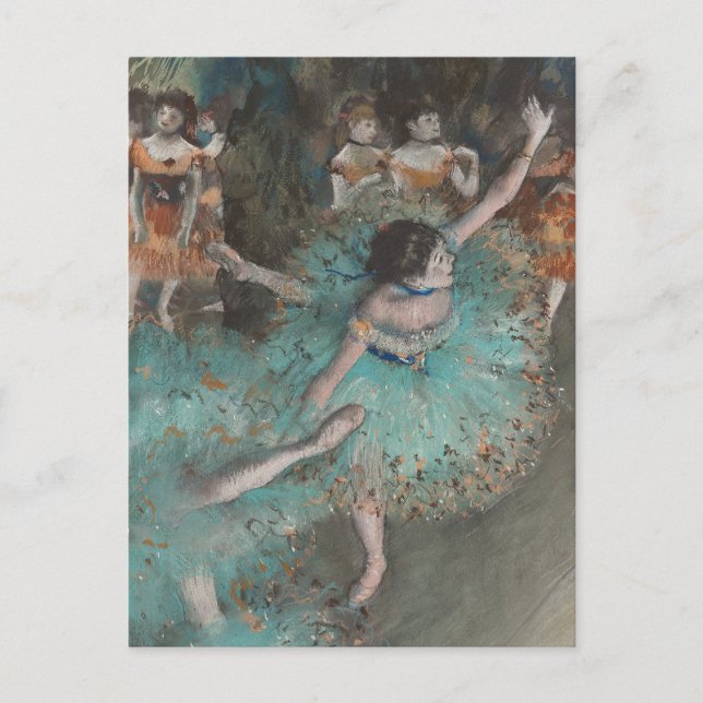Carte Postale Danse de ballet en Edgar Degas vert (Devant)