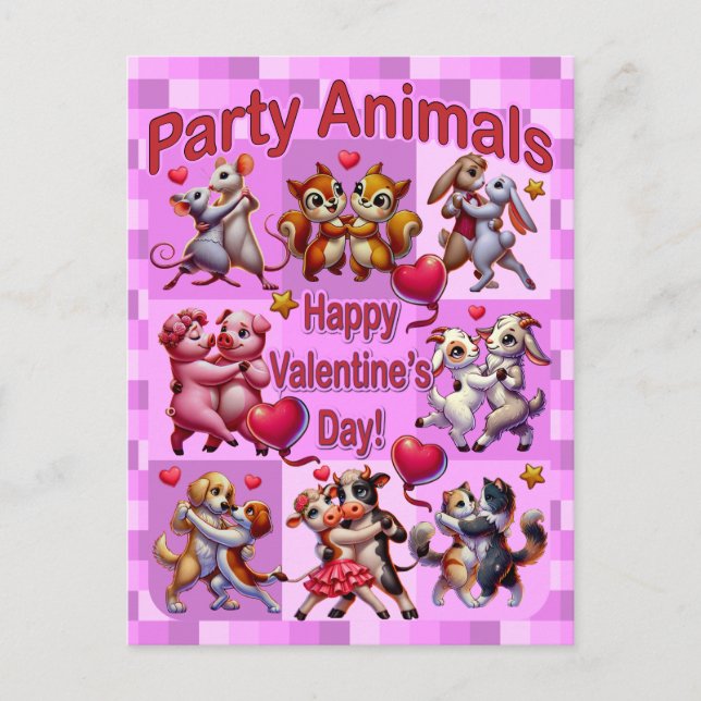 Carte Postale Danse de couples de la Saint-Valentin "Les Fêtards (Devant)