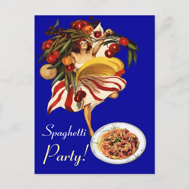 CARTE POSTALE DANSE DE FÊTE SPAGHETTI, CUISINE ITALIENNE ET TOMA (Devant)