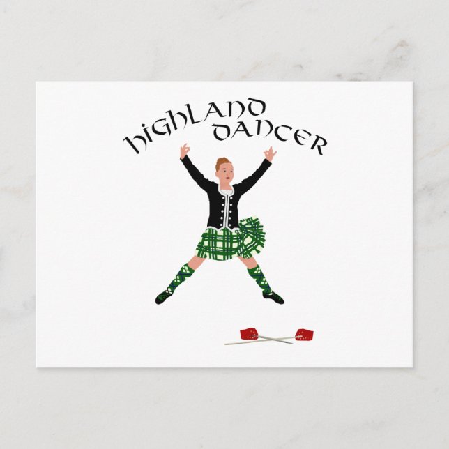 Carte Postale Danse de l'épée Highland Dancer Ghillie Callum (Devant)
