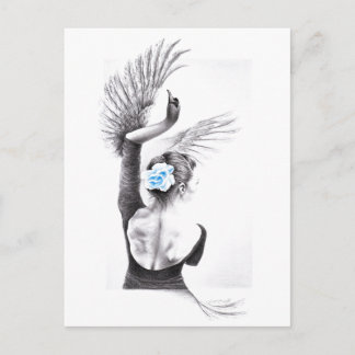 Carte Postale Danse de Swan femme ballet Dessin surréaliste