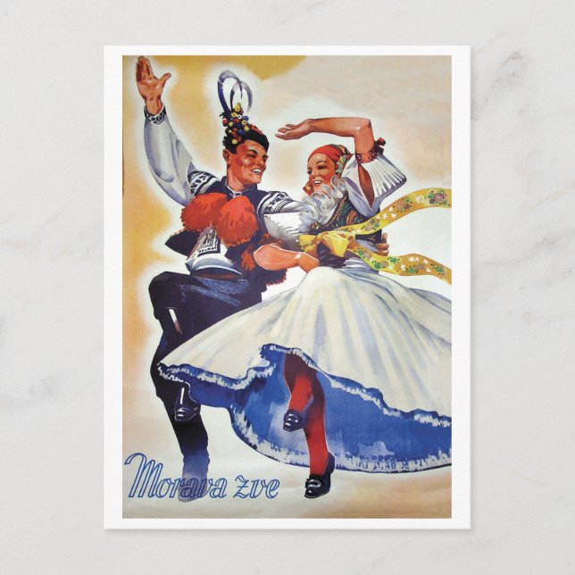 Carte Postale Danse folklorique de Moravie, République tchèque (Devant)