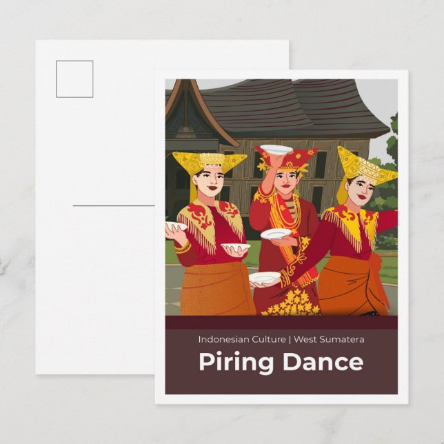 Carte Postale Danse Piring Sumatra occidental Indonésie Voyage (Devant / Derrière)