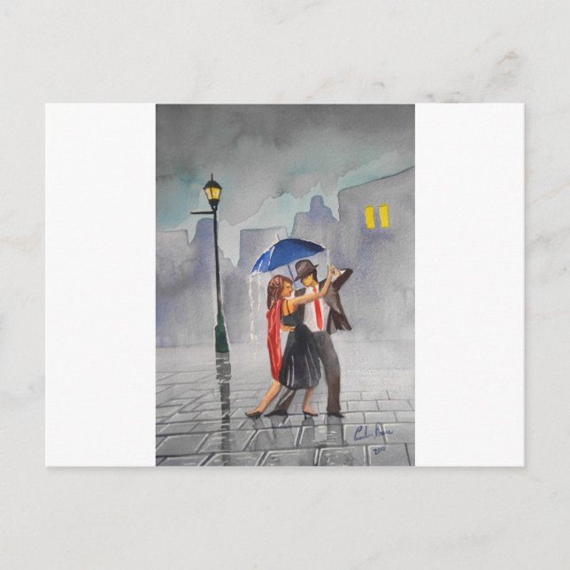CARTE POSTALE DANSER COUPLE UMBRELLA (Devant)
