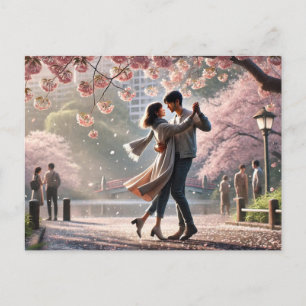 Carte Postale Danser dans le parc d'Ueno Japon au printemps