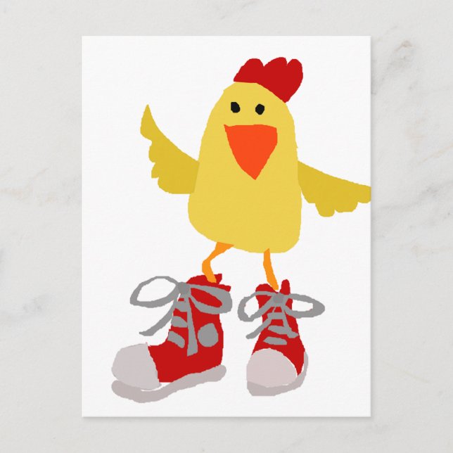 Carte Postale Danser Funky Poulet Jaune (Devant)