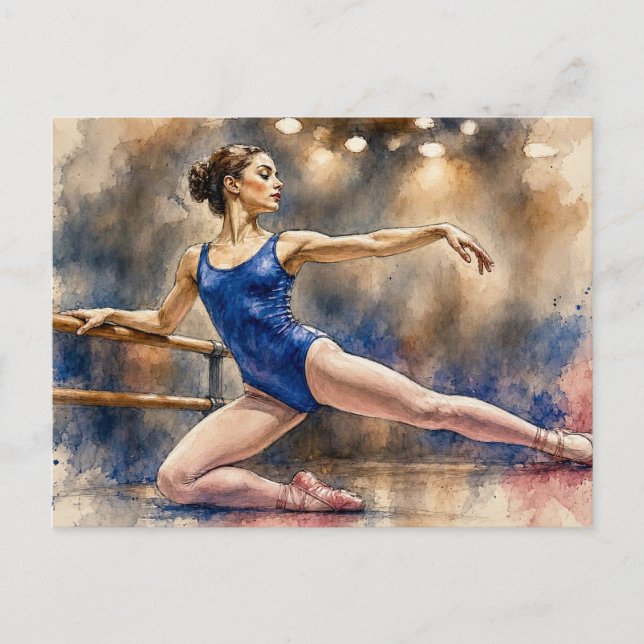 Carte Postale Danseur de ballet dans une pose gracieuse,  (Devant)