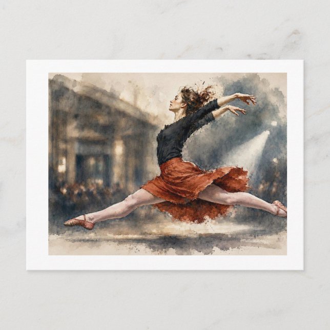 Carte Postale Danseur de ballet en plein saut,  (Devant)