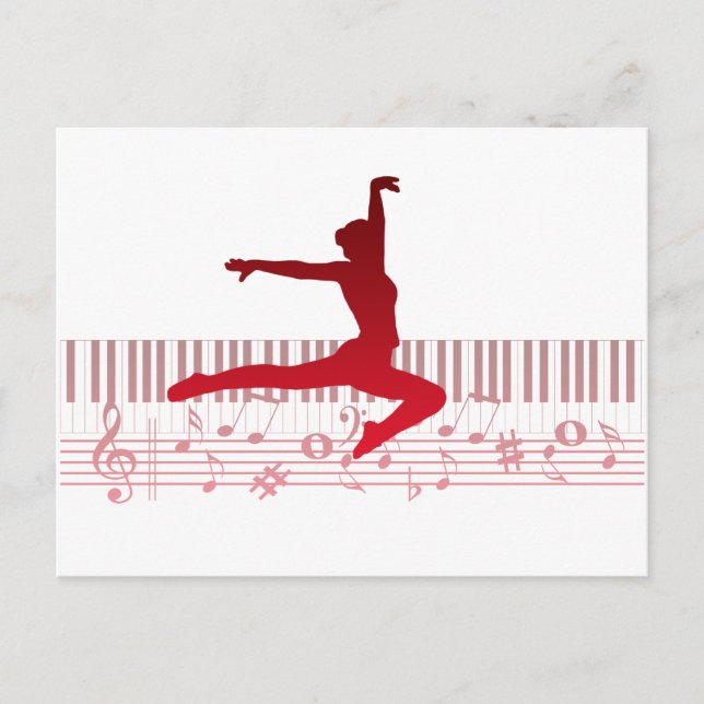 Carte Postale Danseur de ballet sur un clavier       (Devant)