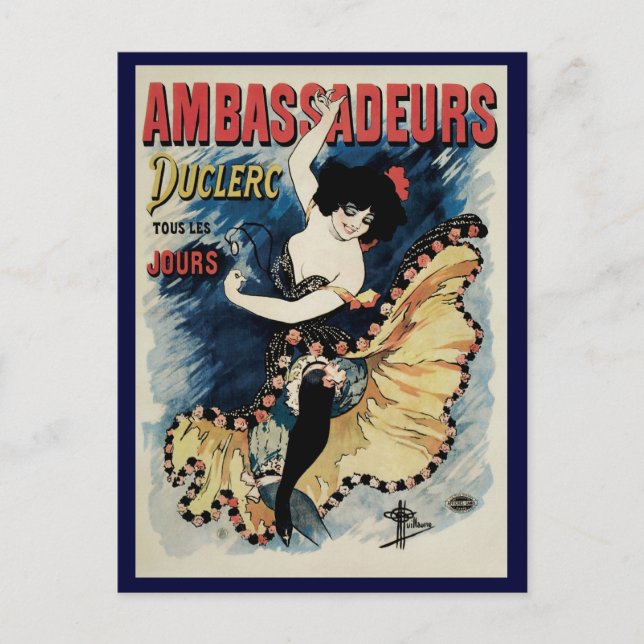 Carte Postale Danseur de flamenco Art Nouveau vintage, Ambassade (Devant)
