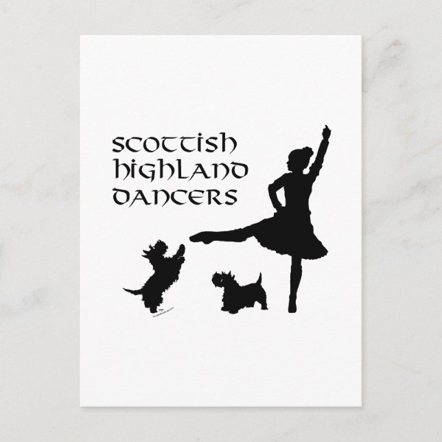 Carte Postale Danseur des Highlands Chiens Scottie (Devant)