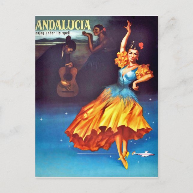 Carte Postale Danseur espagnol en Andalousie, Espagne (Devant)