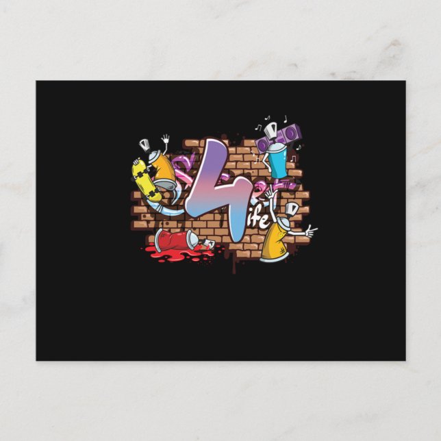 Carte Postale Danseur Hiphop Artiste Graffiti Typographie 4e Ann (Devant)