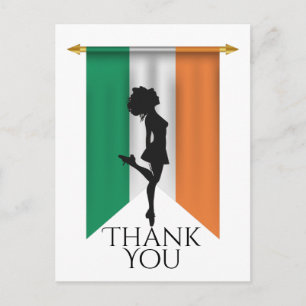 Carte Postale Danseur irlandais et drapeau de l'Irlande Merci