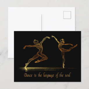 Carte Postale Danseurs de ballet gracieux dans l'élégant or Line