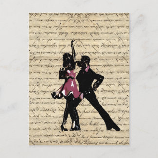 Carte Postale Danseurs de salle de bal sur papier vintage