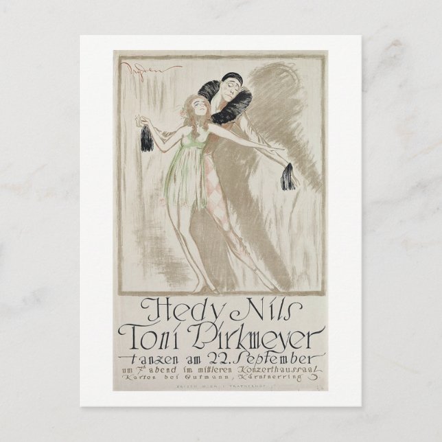 Carte Postale Danseurs Élégants, Publicité, Vintage (Devant)