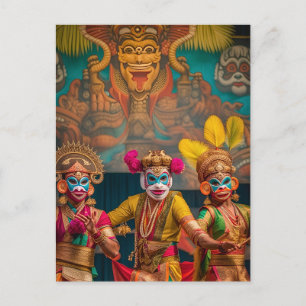 Carte Postale Danseurs masqués indonésiens de Bali