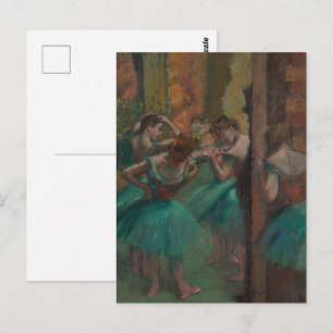 Carte Postale Danseurs, rose et vert par Edgar Degas