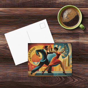 Carte Postale Danseurs Tango Art Déco Moderne